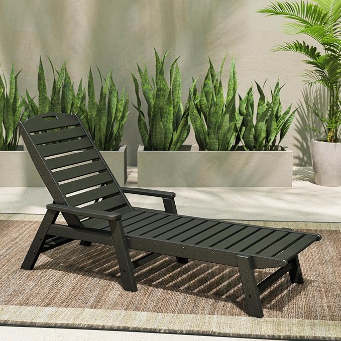 POLYWOOD NCC2280MA-P Nautical Arms Chaise, Black