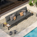 Aluminum Outdoor Patio Furniture Set, 4 Seats Modular Patio Sectional Sofa Set with Adjustable Backrest & Removable Cushions, All-Weather Outdoor Conversation Sets for Garden & Yard, Graphite