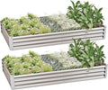 8x4x1ft(2 Pack) Galvanized Raised Garden Bed Kit, Galvanized Planter Garden Boxes Outdoor, Metal Raised Garden Beds for Vegetables,Fruits, Flower,Silver