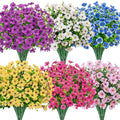 Bassion Artificial Flowers for Outdoors, 24 Bundles UV Resistant Fake Flowers Realistic Silk Faux Plants for Outdoor Planter Window Box Porch Patio Garden Home Outside Decorations