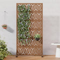 Casaphoria Metal Privacy Screen Outdoor, 72" H x 35" W Freestanding Decorative Privacy Screen for Patio Deck Balcony Garden with Stable Base, Brown-Star