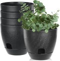 Self Watering Pots Set, 5 Pack 6 Inch Self Watering Pots for Indoor Outdoor Plants, Plastic Planter with Drainage Holes and Deep Reservoir for African Violet, Spider, Orchid