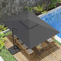 10x13FT Cantilever Outdoor Patio Umbrellas, Double Top Large Rectangle Umbrella, Heavy Duty 360° Rotation Offset Outdoor Sun Shade Umbrella for Garden Deck Pool Backyard Patio, Grey
