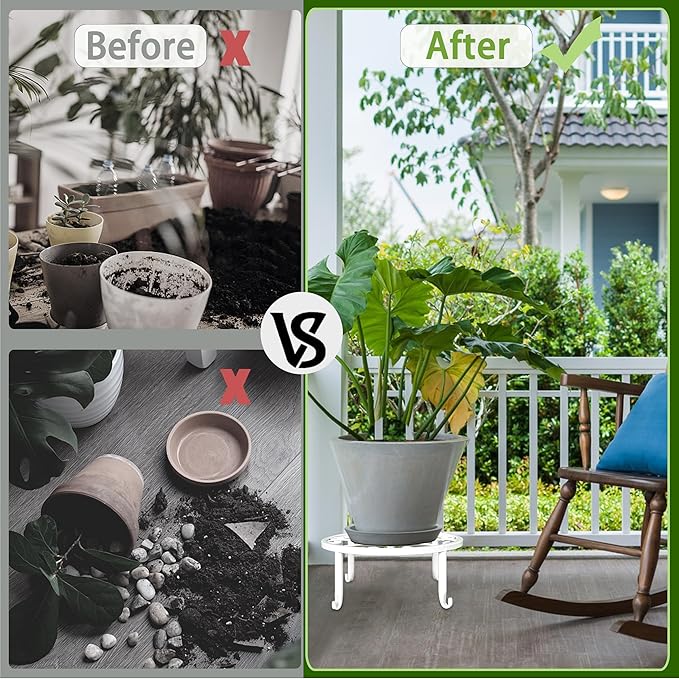 Plant Stands 5 Pack White Metal Plant Stand for Outdoor Indoor Plants Heavy Duty Flower Pot Stands for Multiple Plants Rustproof Iron Round Plant Shelf for Planter Potted Plant Holder for Garden Home