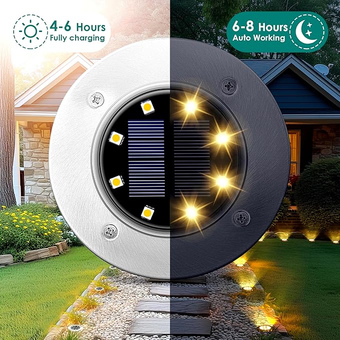 SOLPEX 20 Pack Solar Ground Lights Waterproof, Solar Powered Garden Lights, Landscape Lighting for Pathway Driveway Patio Backyard Walkway (Warm White)