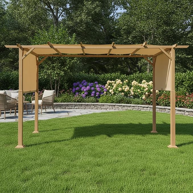 Garden Winds Durable 350 Replacement Canopy Top Compatible with Aldi Pergola Models 23700-23, 822993, 49964 - Beige