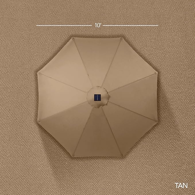 Best Choice Products 10ft Solar LED Offset Cantilever Hanging Market Patio Umbrella, Smooth 360° Rotation, 8 Sturdy Ribs, Easy Adjustment - Tan