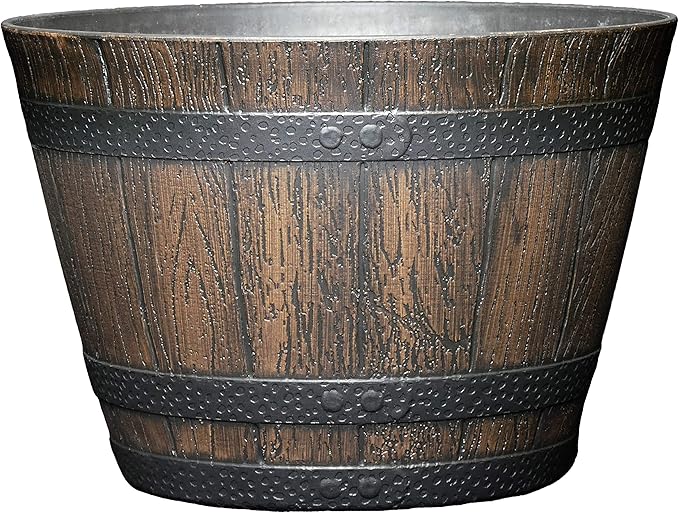 Classic Home and Garden S74CP5D-037R Whiskey Barrel Planter 5 Pack, 9", Kentucky Walnut