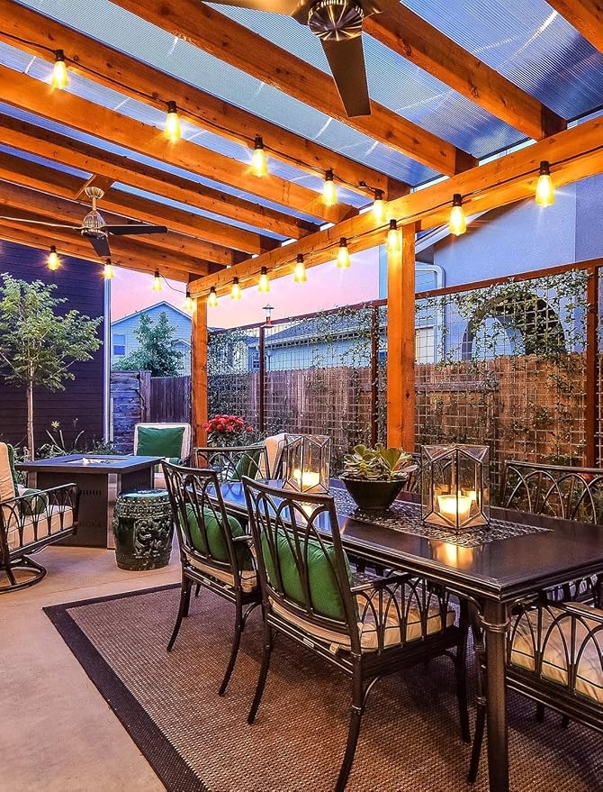 75FT(3x25FT) Outdoor String Lights, Patio Lights with 30+3 LED Dimmable Waterproof Connectable ST38 Bulbs for Outside Porch Balcony, Black