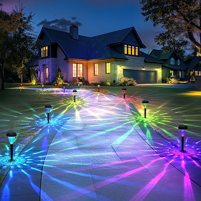 Solar Pathway Lights Outdoor Waterproof 16 Pack Color Changing Garden Light for Yard Patio Driveway Walkway Lawn Landscape Lighting for Outdoor Decor