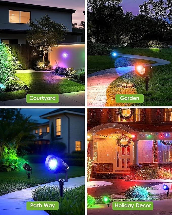 CORESLUX Smart RGBW Spot Lights Outdoor, Color Changing Warm White Landscape Lights with APP and Remote Control, Spotlight Waterproof for Garden Yard Patio Landscape, 1 Pack