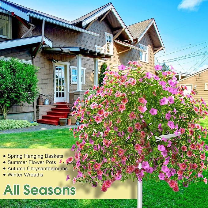 Tellingyou 2 Pack Adjustable Outdoor Flower Pot Stand, Metal Outdoor Plant Stands, Spring Summer Versatile Plant Stand Garden Stake for Display Plants, Elegant Solution for Landscaping Decor (White)