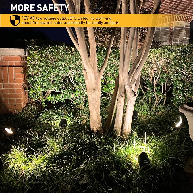 Malibu Landscape Lighting Outdoor 50W Spotlight Waterproof Halogen Floodlight Low Voltage Lights 380Lumen Warm White with Stake for Garden Yard Pathway Lawn Driveway Outdoor Lighting 8301-9601