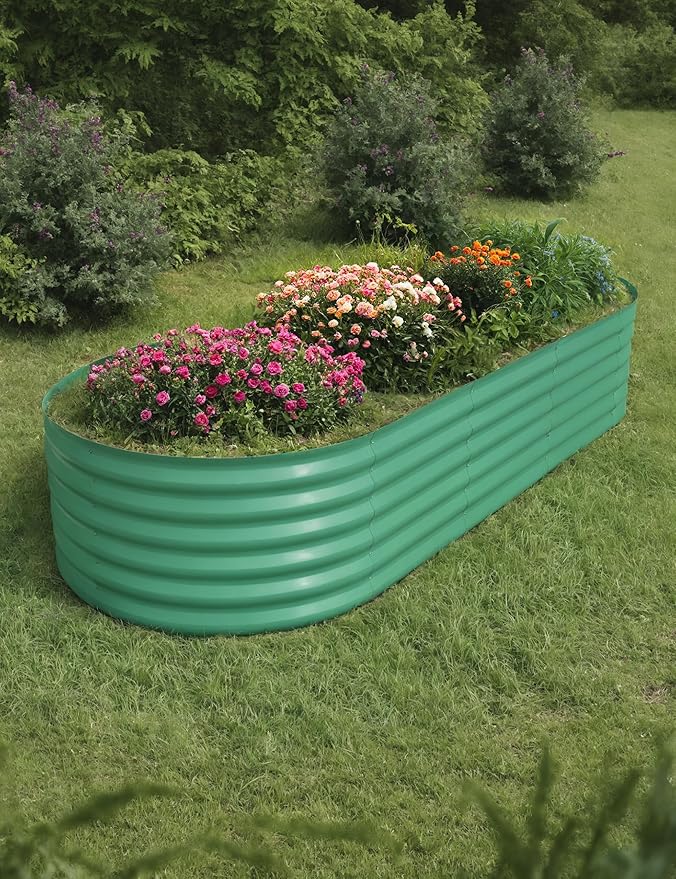 GarveeLife 10x4x1.5 ft Galvanized Raised Garden Bed - 18“ Tall Metal Planter Box for Vegetables, Flowers, Herbs, Rust-Resistant Outdoor Garden Box, Easy Assembly Raised Beds for Gardening, Green
