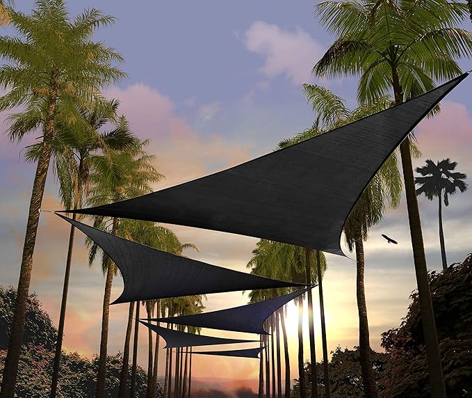 Amgo Custom Size 23' x 23' x 23' Black Triangle Sun Shade Sail UPF50+ AGTAPRT12, Order to Make Canopy Awning, 95% UV Blockage, Water & Air Permeable, Commercial Standard (We Customize)