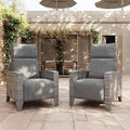 IDEALHOUSE Wicker Outdoor Recliner Reclining Patio Chairs with Adjustable Back & Footrest 150° Lay-Flat Reclining with Air Pump Rattan Flip-Up Side Table Outdoor Lounge Chairs for Pool Deck Balcony