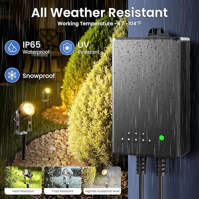 All-in-One Outdoor Low Voltage Landscape Lighting Kit, LED Landscape Spot Lights with 60W Transformer and 65FT Wire, Waterproof Outside Spotlights for Yard, Garden, Tree, Pathway, House, 3000K, 8 Pack