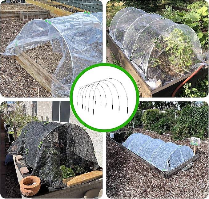 8FT Garden Hoops Grow Tunnel Kit - Rust-Free Fiberglass Frame for Raised Beds, 36pcs - DIY Plant Support for Garden Netting, Row Covers, and Greenhouse Protection