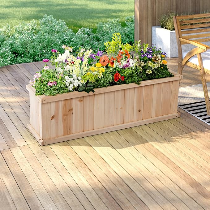 Shine Company Premium Cedar Raised Garden Bed, Planter Box for Vegetables, Flowers, or Herbs 40" L x 12" D x 12" H