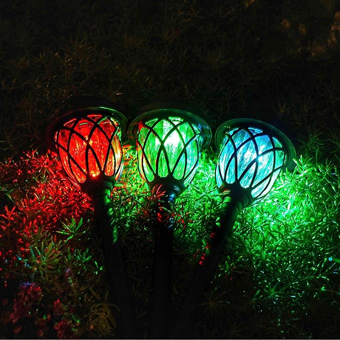 EXCMARK 10 Pack Color Changing Solar Lights Outdoor Decorative for Garden Pathway Walkway, Solar Outdoor Decorations for Patio Garden Christmas.
