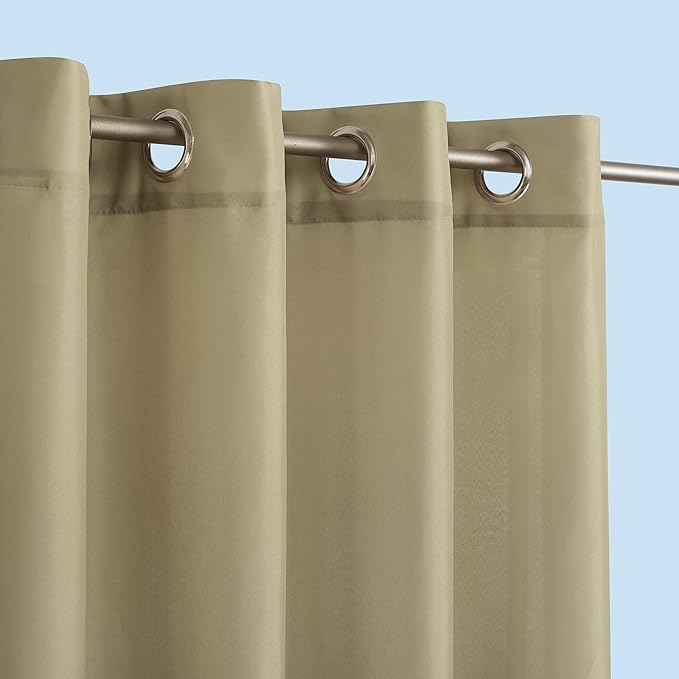 Sun Zero Marina Indoor/Outdoor UV Protectant Energy Efficient Grommet Curtain Panel, 54" x 108", Khaki
