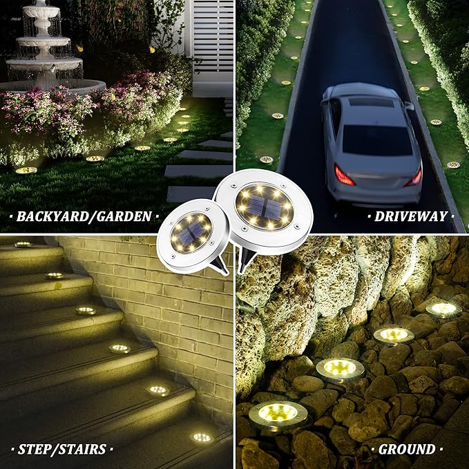 SOLPEX Solar Lights Outdoor Waterproof, 12 Pack Solar Ground Lights, Solar Garden Lights Landscape Lighting for Pathway Driveway Patio Backyard Walkway (Warm White)