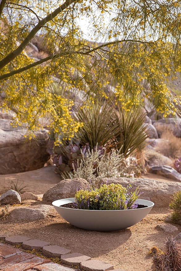 Veradek Mason Series Lane Bowl Planter| for Indoor or Outdoor Tabletops/Gardens |Made from Plastic-Stone Composite with Drainage Holes|Modern Décor for Flowers, Succulents, Small Plants