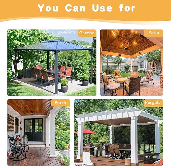 HolidayIdeas White Outdoor Curtains for Patio Waterproof, 4 Panels - 54 x 108 Inch - Privacy Protection & Light Filtering Curtains Grommet Outside Curtains for Porch, Gazebo, Pergola, Backyard