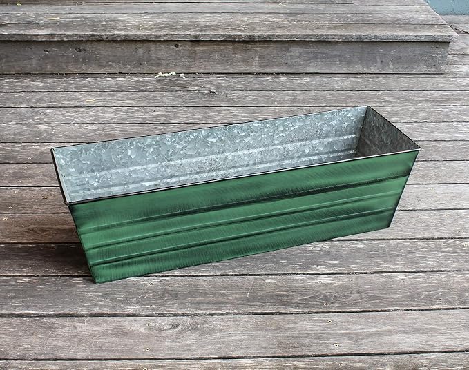 Achla Designs Galvanized Window Flower Box Planter-Green-Large (35.5" L x 11" W x 9.5" D)