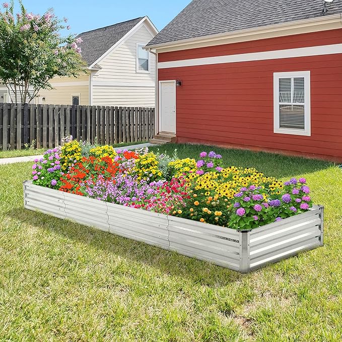 Galvanized Raised Garden Bed 2pcs Pack - Metal Raised Bed Garden Kit 4'x8'x1' for Flower Planters, Vegetables Herb