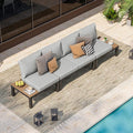 Aluminum Outdoor Patio Furniture Set, 4 Seats Modular Patio Sectional Sofa Set with Adjustable Backrest & Removable Cushions, All-Weather Outdoor Conversation Sets for Garden & Yard, Gray