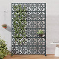 Casaphoria Metal Privacy Screen Outdoor, 72" H x 47" W Freestanding Decorative Privacy Screen for Patio Deck Balcony Garden with Stable Base, Drakgrey-Perilla