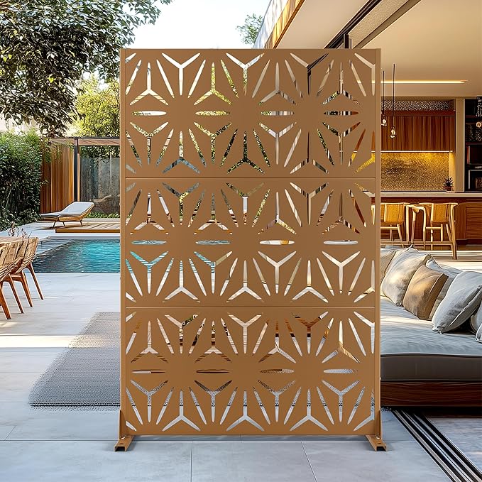 Outdoor Privacy Screen,72" H×47" W Metal Privacy Screen, Freestanding Privacy Fence Panels for Patio
