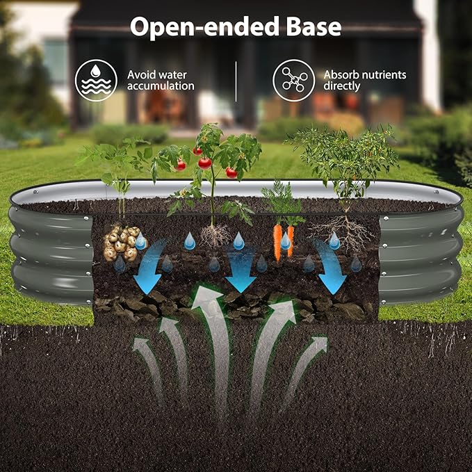 Raised Garden Bed Kit, 5x2x1 ft Galvanized Planter Box Outdoor with Safety Edging, Large Metal Raised Beds for Gardening Vegetables Flower Fruits (Volcanic Ash)