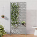 Casaphoria Metal Privacy Screen Outdoor, 72" H x 35" W Freestanding Decorative Privacy Screen for Patio Deck Balcony Garden with Stable Base, Grey-Star