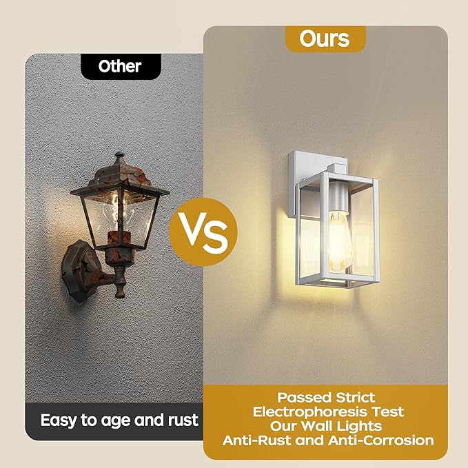 WIHTU Outdoor Lights for House, LED Exterior Front Porch Light Fixtures for Outside, Waterproof Wall Light Outdoor, Sconce Lights for Patio, Garage, Doorway, Entryway (Silver)
