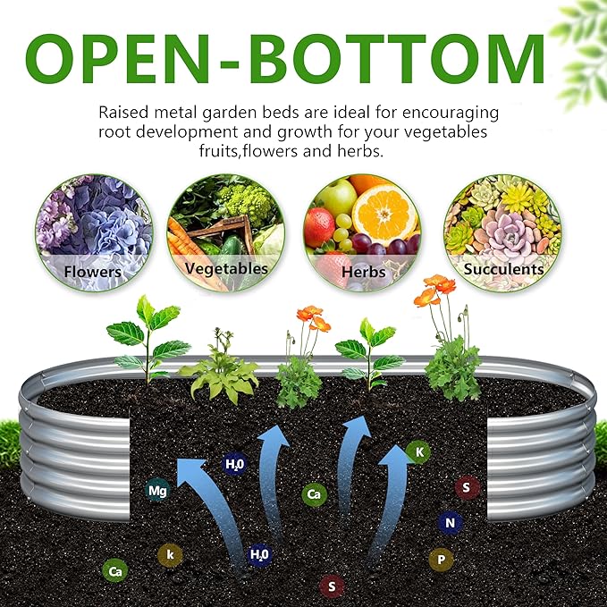 2PCS 6x3x1ft Galvanized Metal Raised Garden Bed Kit,Outdoor Planter Box Vegetables,Flowers,Herbs Durable Rust-Resistant Patio Gardening Beds