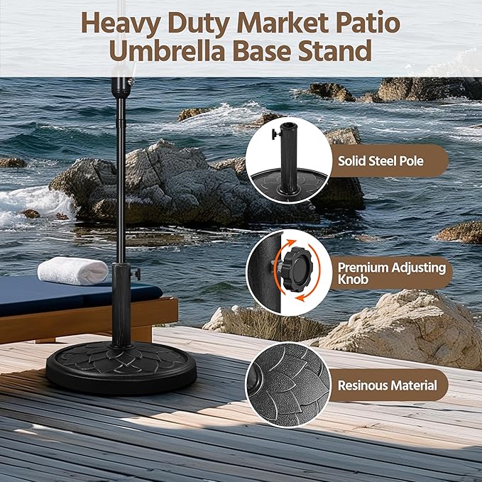 Yaheetech 18'' Umbrella Base 26.5lbs Heavy Duty Patio Umbrella Stand, Round Umbrella Base Stand, Resin Umbrella Holder for Outdoor, Garden, Yard, Black