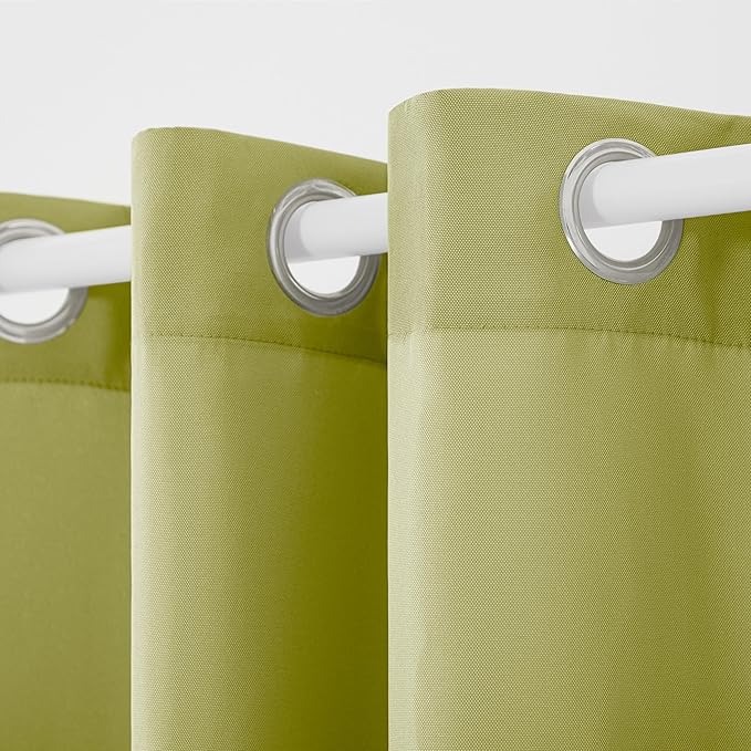 TOWN & COUNTRY BASICS Cabana Solid Heavyweight Indoor Outdoor Curtains, Light Filtering Opacity with Grommet Top, Water Repellent, 2-Pack Set, 54"x108", Kiwi Green