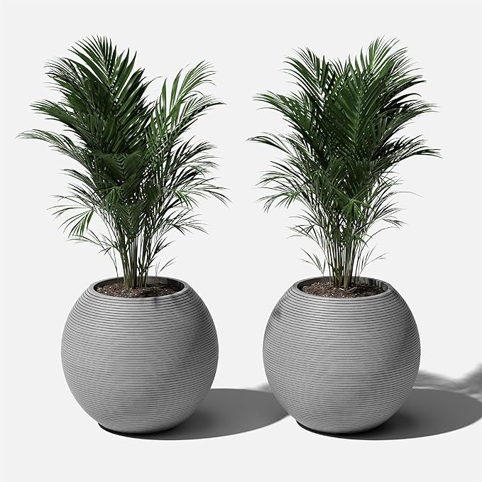 Veradek Strata Series Sphere Round Planter for Patio & Backyard | Durable Plastic-Stone Material | Modern Décor for Tall Trees and Plants