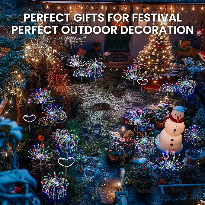 Garden Decor Solar Lights Outdoor,120LED Waterproof Colorful Solar Fairy Garden Lights for Outdoor Decoration,Yard, Patio, Porch,Flower Pot,Pathway,Christmas (4Pack)