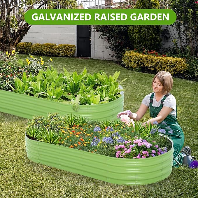 Galvanized Raised Garden Bed, 8x4x1 FT Thickening Planter Boxes Outdoor, Raised Beds for Gardening, Easy Assembly Large Garden Bed for Vegetables, Fruits, Flowers (2-Pack)
