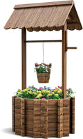 UDPATIO Wishing Wells for Outside, Wooden Wishing Well Planter for Yard, Upgrade Wishing Well with 4 Reinforced Rod & Hanging Bucket for Garden Patio Lawn Backyard Home Decor