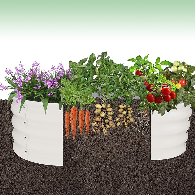 Garvee 2 Pack Galvanized Raised Garden Bed, Outdoor Planter Box with Open Base for Herbs, Veggies & Flowers. Rust-Resistant Raised Garden Beds, Ground-Connected Design for Deep Root Growth