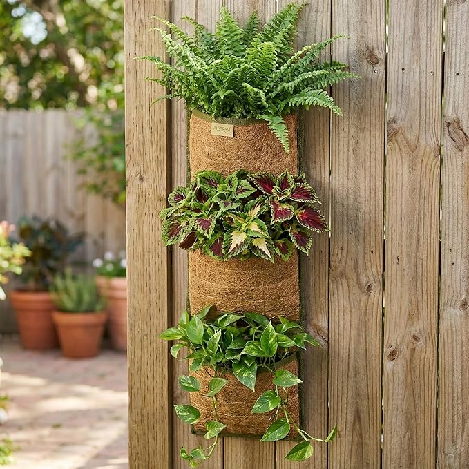 Vertical Garden Planter, 3 Pocket, Living wall Planter, Hanging wall planters for Indoor Plants, Hanging planters for Outdoor Plants, for Herbs, Boho Kitchen Decor, Patio Decor, Indoor Garden