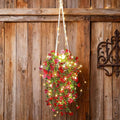 Comtelek Artificial Flowers for Outdoors Fake Hanging Plants with Lights, 4pcs Silk Flowers UV Resistant Realistic Hanging Planter Faux Flower for Outside Porch Patio Home Garden Yard Decor