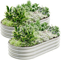 4x2x1ft-2pcs-Oval Raised Garden Bed Kit, Galvanized Planter Garden Boxes Outdoor, Metal Raised Garden Beds for Vegetables,Fruits, Flower,Silver