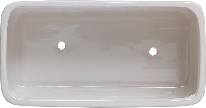 MyGift 10 Inch Modern Unglazed White Ceramic Indoor Plant Pot with Drainage Hole, Rectangular Succulent Planter Window Box with Removable Saucer, 1 Pack