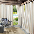 Sun Zero Valencia Cabana Stripe Indoor/Outdoor UV Protectant Energy Efficient Grommet Curtain Panel Pair, 54" x 84", Khaki, 2 piece set