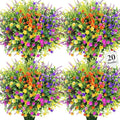 20 Bundles Artificial Flowers for Outdoors Fake Plastic Flowers UV Resistant Realistic Faux Plants Shrubs for Spring Summer Garden Porch Yard Patio Planter Window Box Home Decor, Mixedcolor